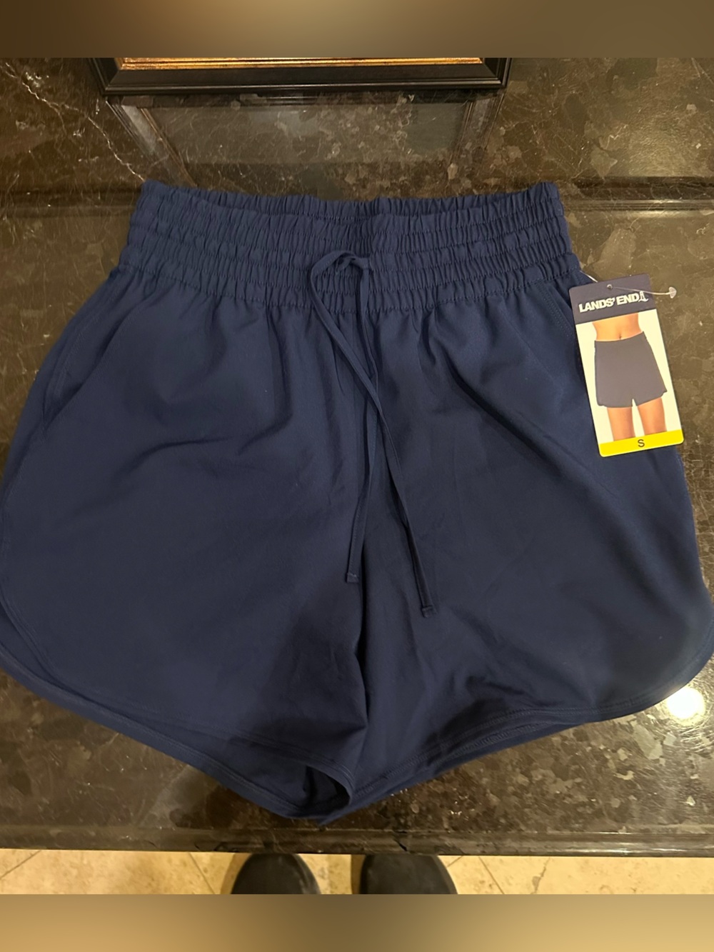 Lands' End Navy Athletic Drawstring Shorts